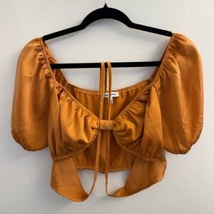 Orange Satin Tie Crop Top